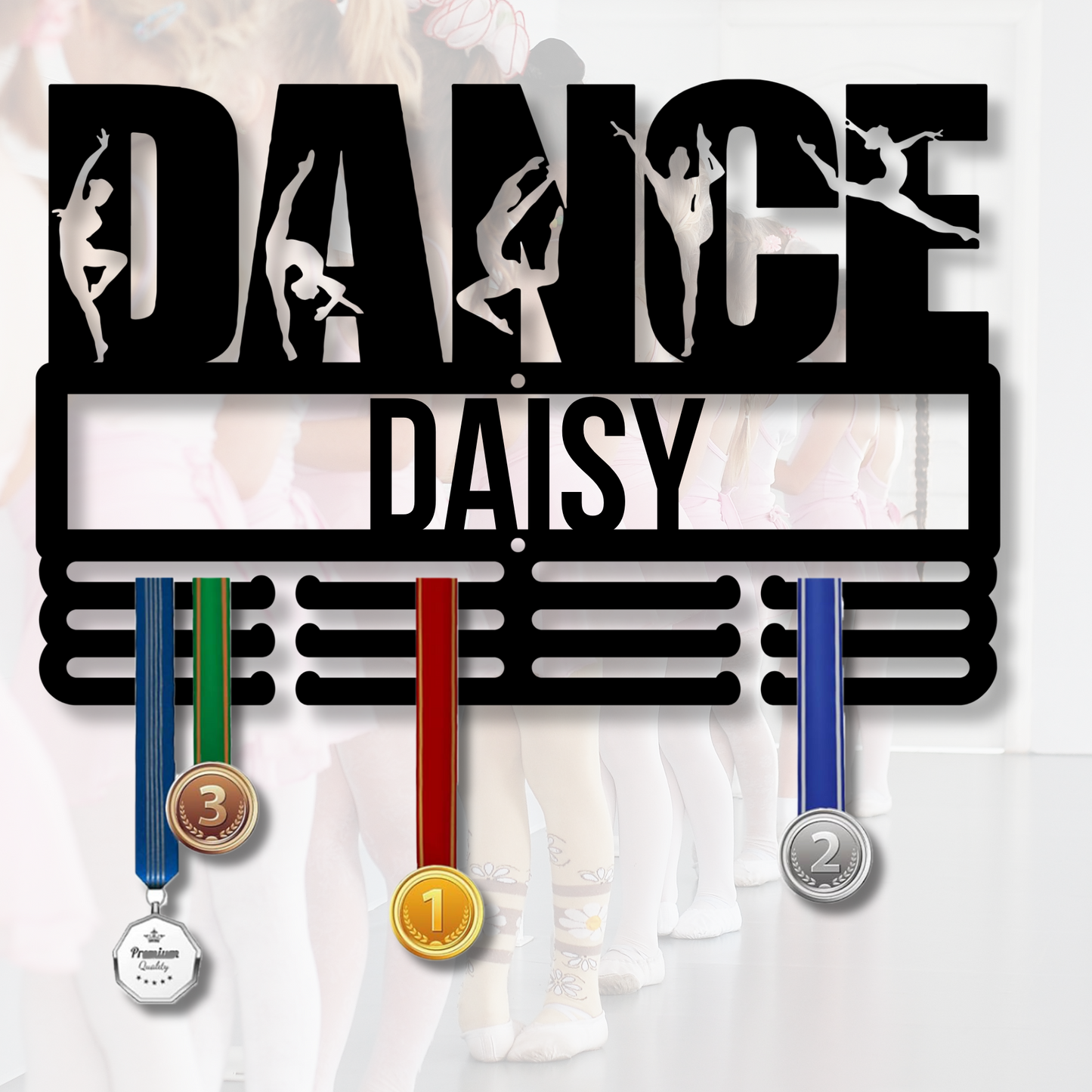 Custom Metal Ballerina Medal Hanger, Personalized Dance Medal Holder, Ballet Dancer Wall Art