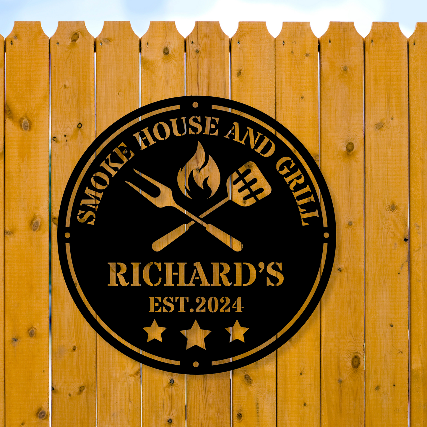 Personalized Metal Grill Sign - Metal Grill Sign - Metal BBQ Smoker and Grill Sign - Grilling Gift for Dad, Grandpa, Barbeque Sign