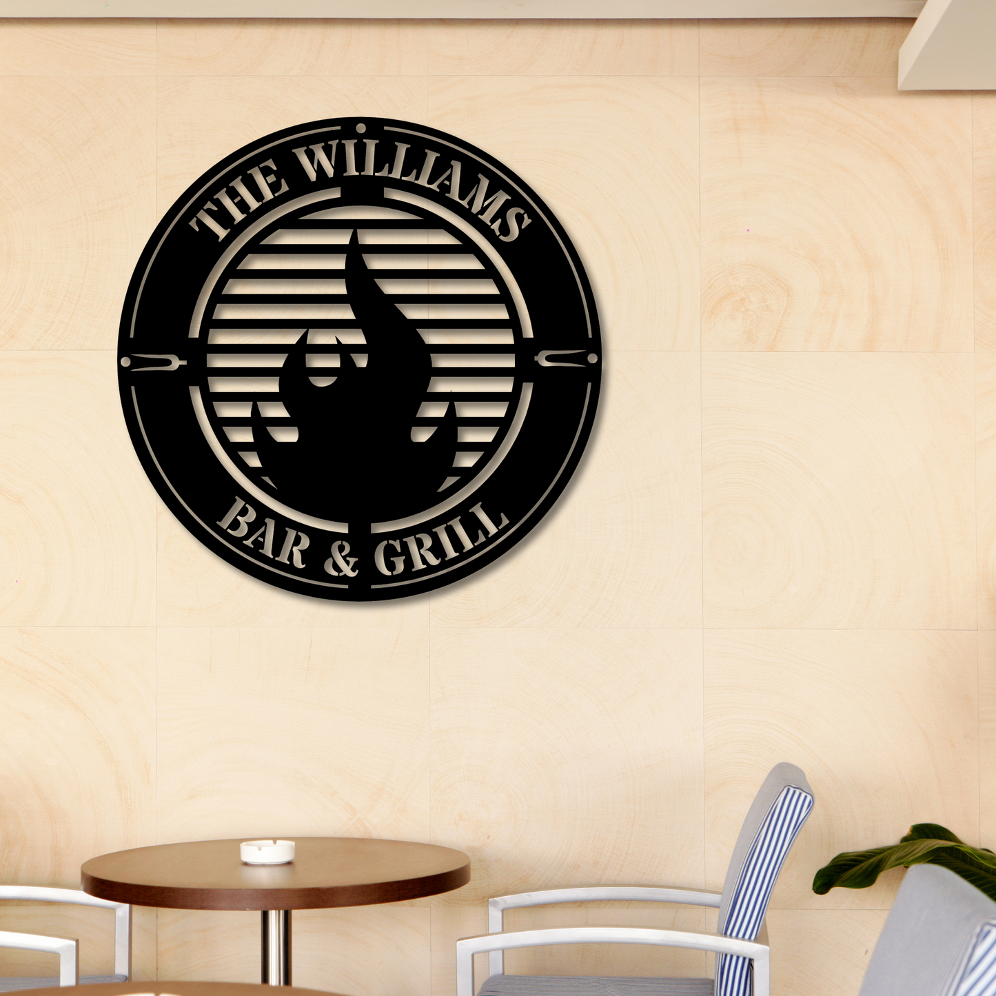 Personalized Bar and Grill Sign , Personalized Metal Barbecue Wall Sign, Custom Grill Sign, BBQ Wall Art Decor, Outdoor BBQ Decor, Gift for Grill Lovers