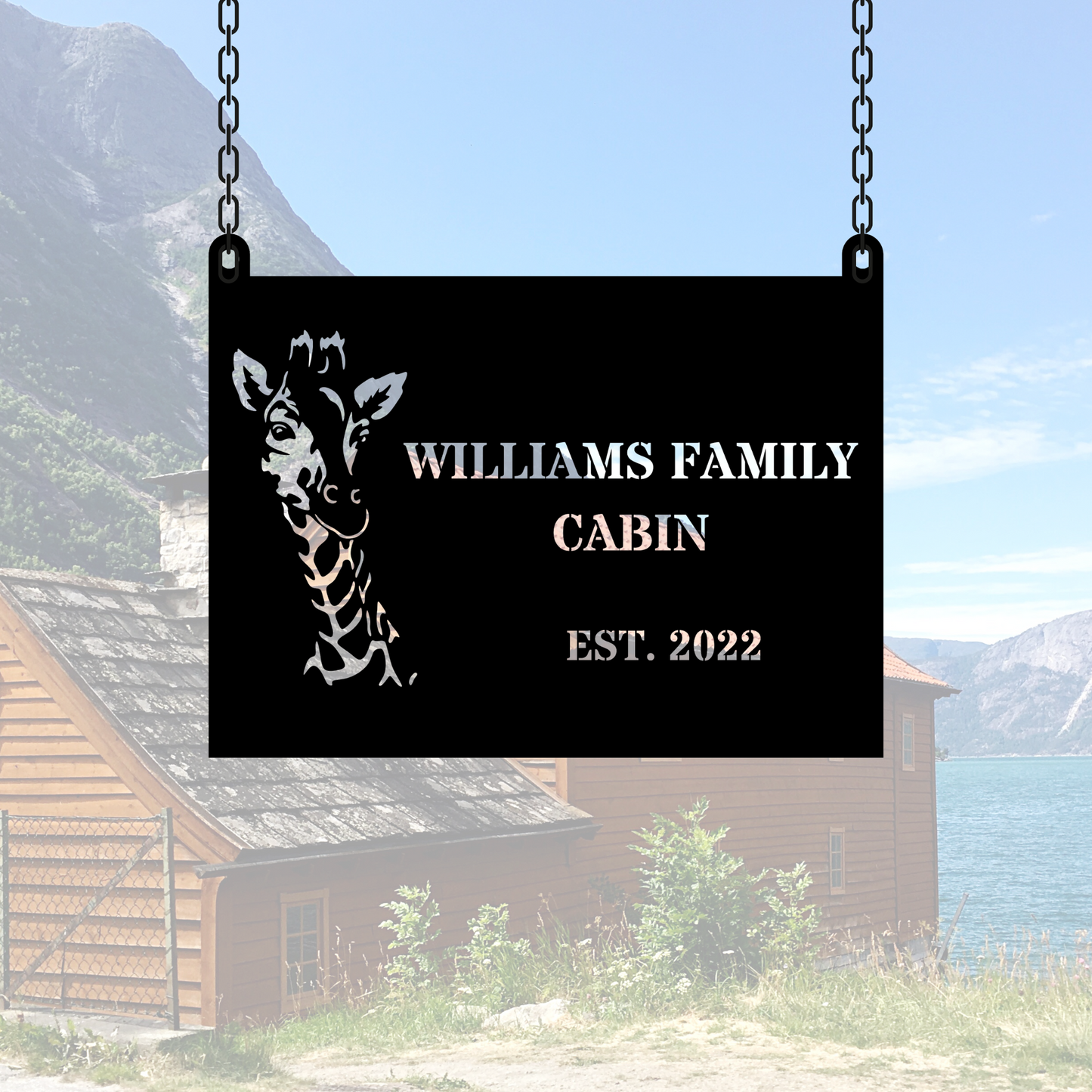 Custom Giraffe Cabin Wall Metal Sign, Giraffe Decor for Home, Wildlife Metal Art, Animal Lover Gift