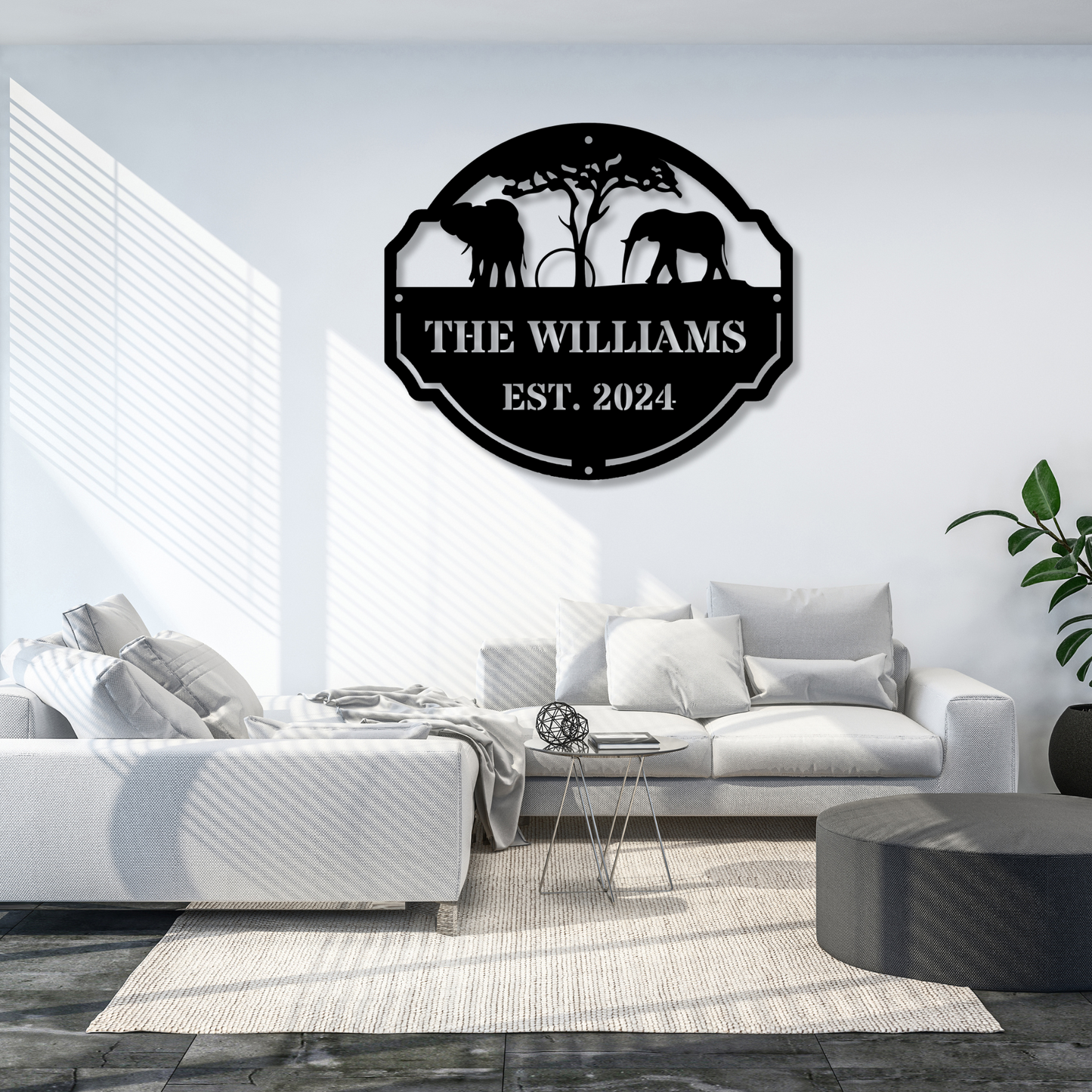Custom Family Metal Sign, Elephant Metal Sign, Personalized Wall Decor