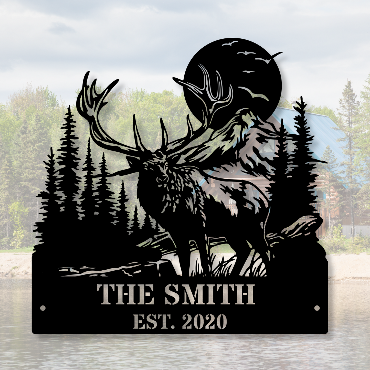 Custom Moose Meta Sign, Personalized Metal Moose Sign, Rustic Cabin Decor, Outdoor Name Sign, Hunting Lodge Gift