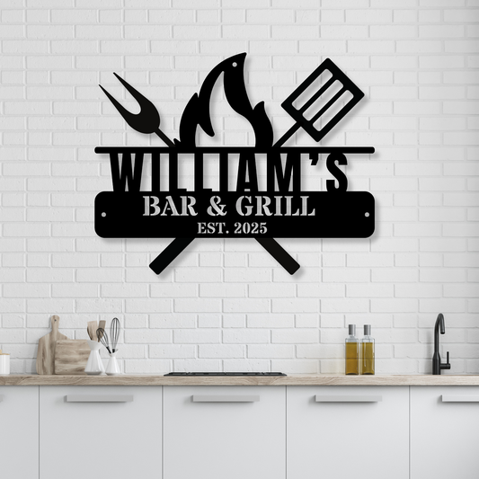 Custom  Family Bar and Grill Sign Metal Signs- Custom Metal Sign - Metal Wall Art - Personalized Gift - Custom Metal Sign Outdoor