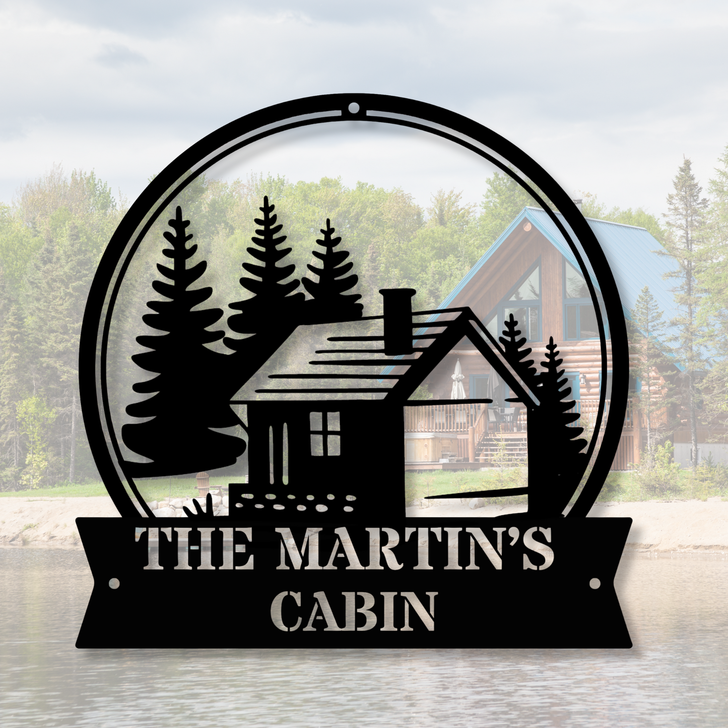 Personalized Cabin Metal Sign, Lodge Decor, Rustic Cabin Decoration, Custom Camp Sign, Outdoor Cottage Welcome Sign, Lake House Decor