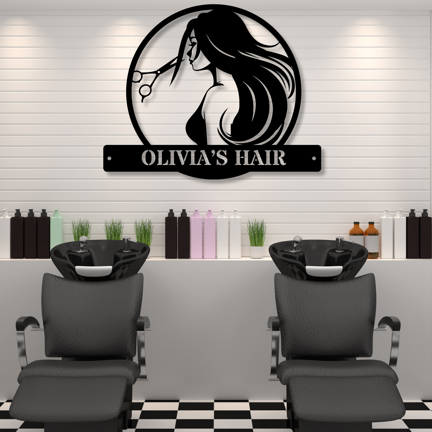 Customized Hair Dresser Metal Sign, Personalized Salon Name Sign, Hairdresser Wall Art