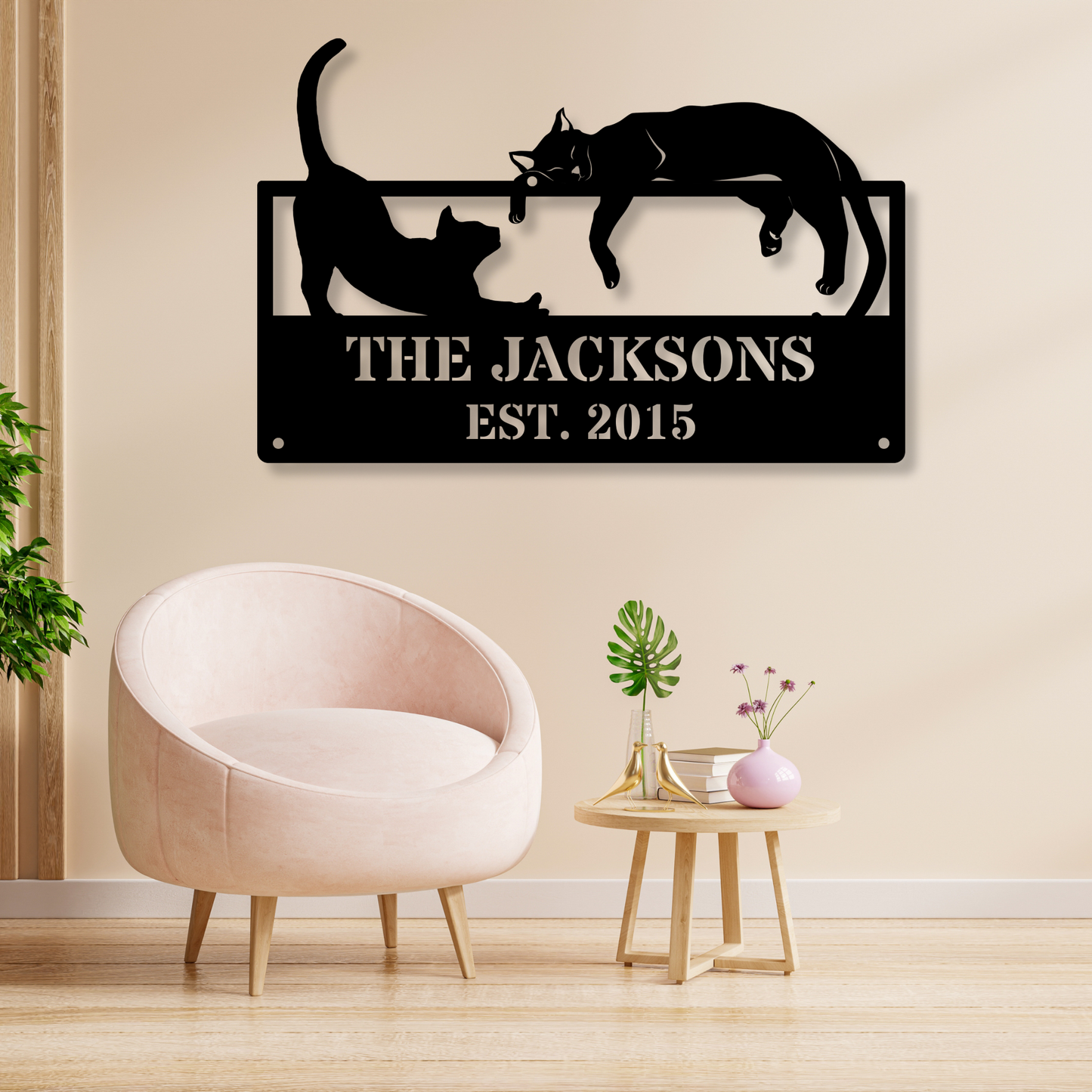 Personalized Cat Sign, Custom Name Sign, Cute Kitten Wall Art, Mother's Day Gift, Kitty Cat Owner Decor, Farmhouse Cat Name Plaque