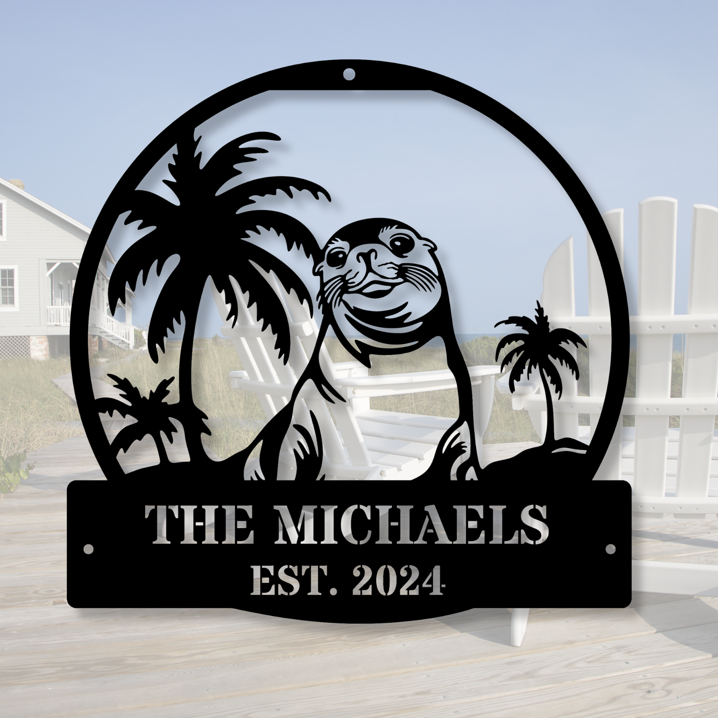 Custom Seal Metal Wall Sign, Personalized Seal Art, Beach House Metal Sign, Metal Home Decor, Customized Wall Sign, Seal Themed Decor