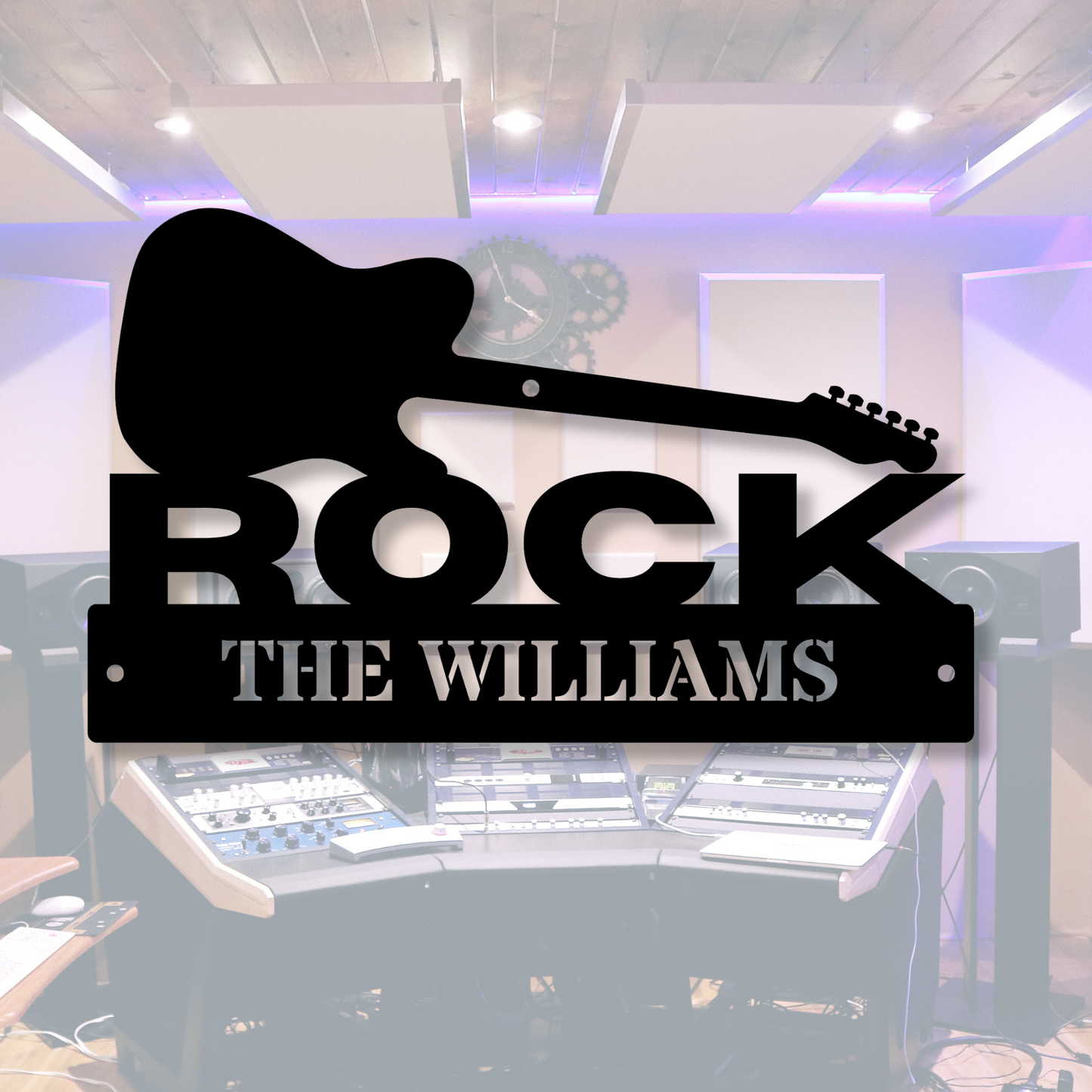 Custom Guitar Metal Sign, Personalized Guitar Name Sign, Guitar Studio Wall Art, Music Room Decor, Gifts for Guitarists