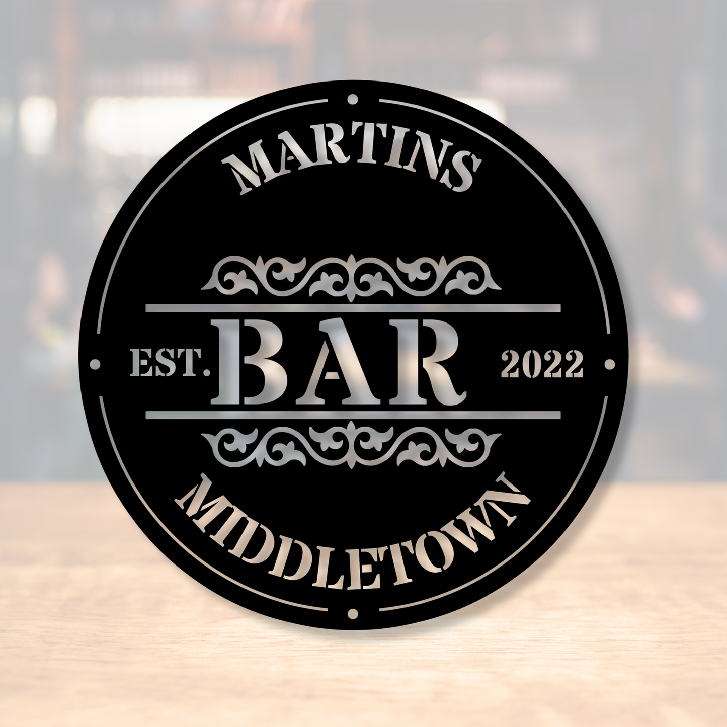 Custom Bar Sign - Personalized Name Metal Sign for Home Decor - Father’s Day and Housewarming Gift- Metal Wall Art, Est. Sign, Custom Plaque