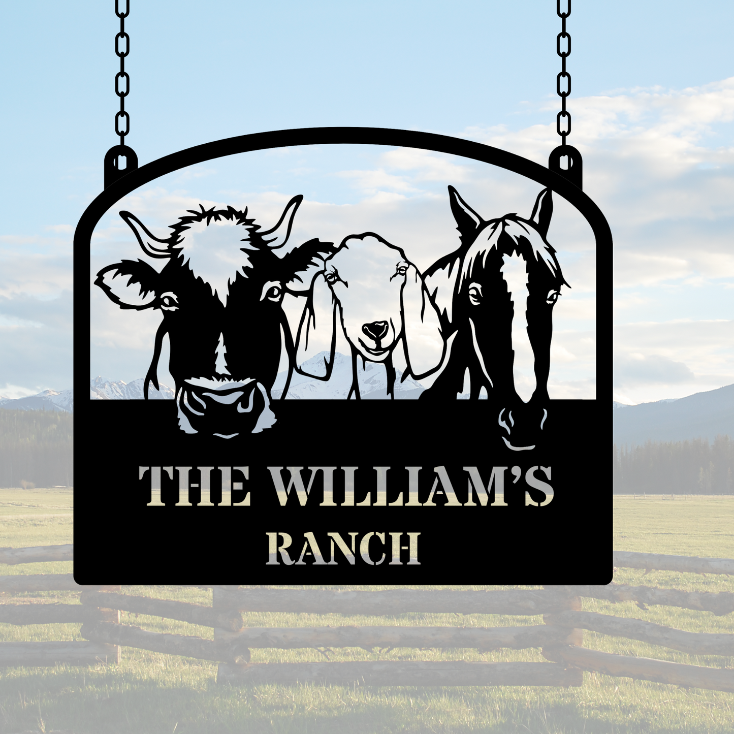 Custom metal farm name sign, Large metal name sign, Ranch metal sign, Hangable farm sign