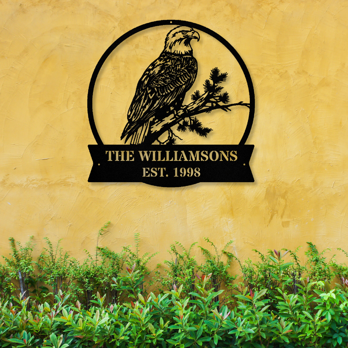 Custom Eagle Monogram Sign, Outdoor Metal Eagle Decor, American Eagle Wall Art, Personalized Metal Address Sign, Patriotic Bird Home Decor