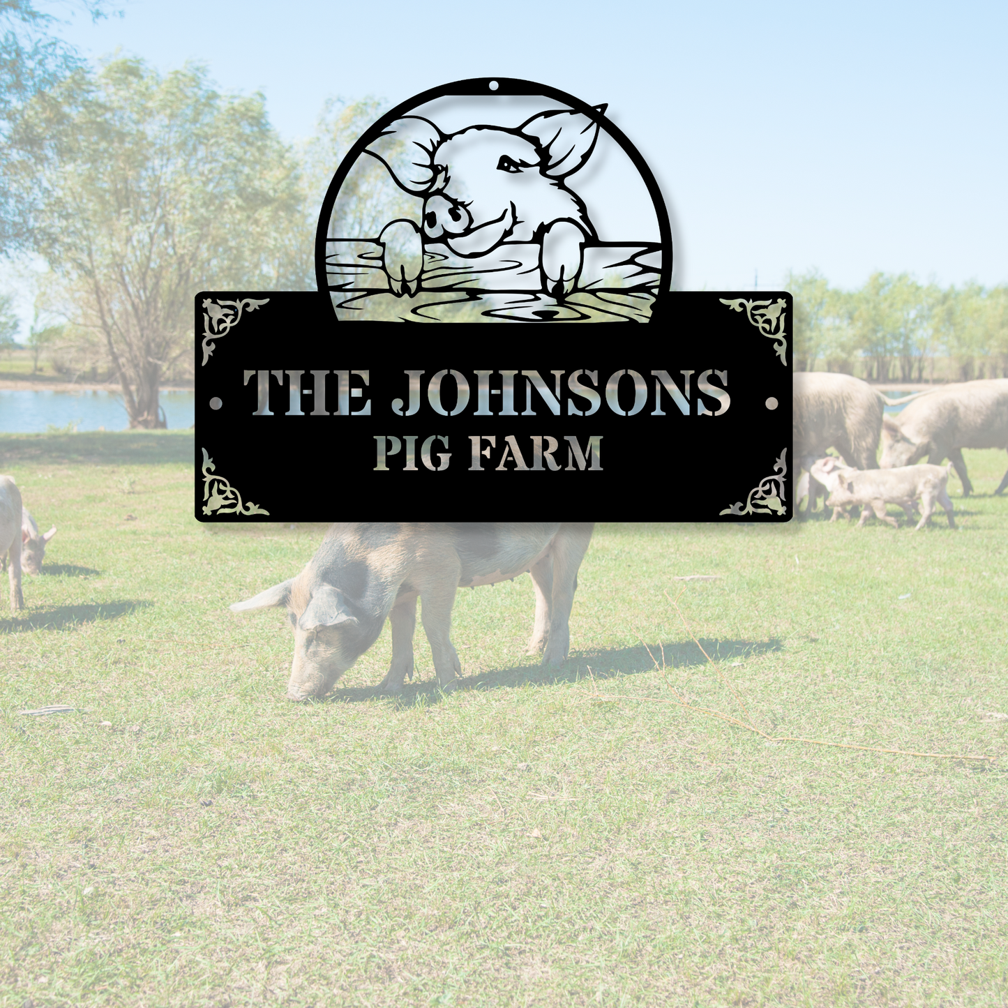 Custom pig farm metal sign, Pig farm decor, Farmhouse metal art, Rustic pig wall decor, Personalized farming gift