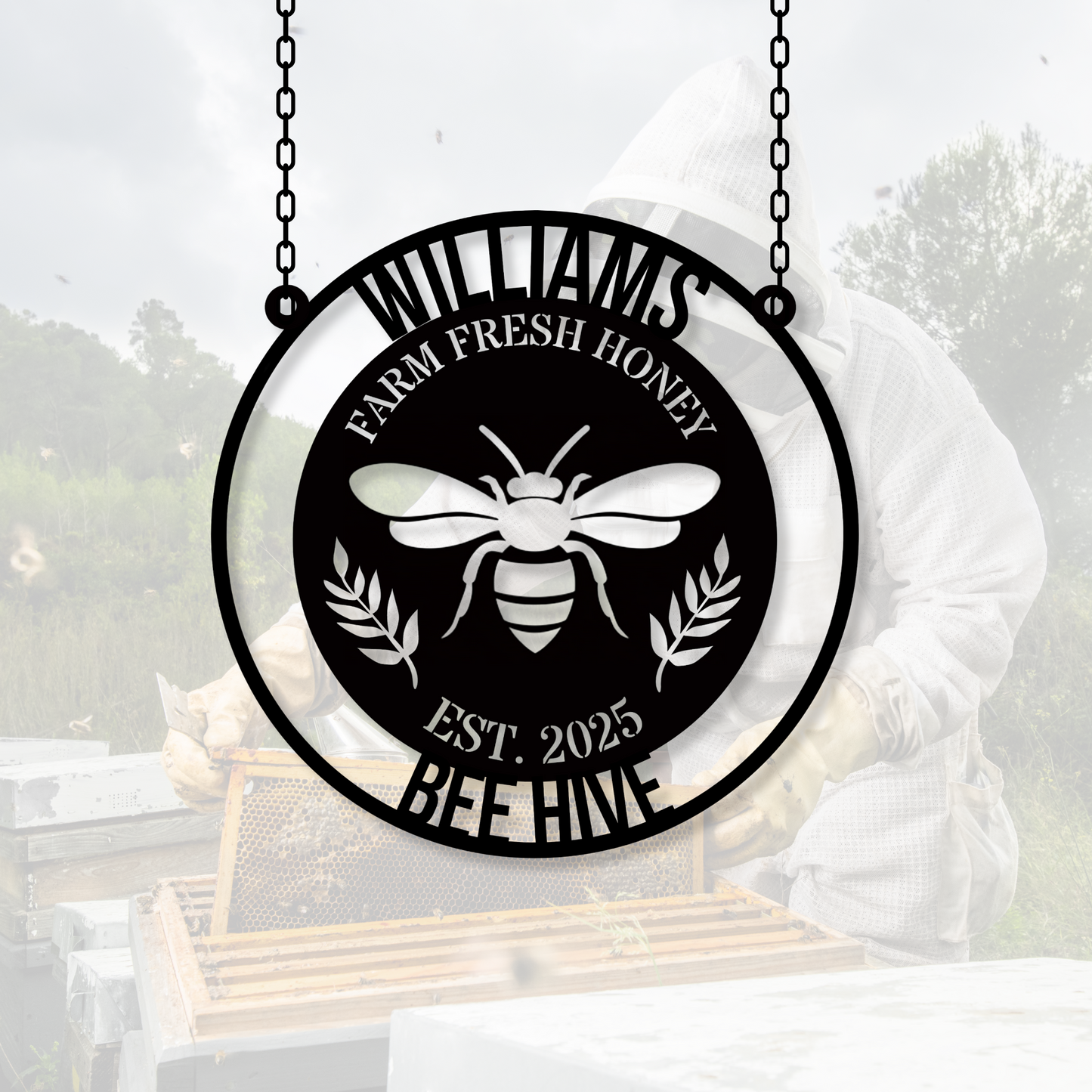 Custom Honey Bee Metal Sign, Custom Bee Hive Wall Art Decor, Welcome Bee Farm Sign, Custom Garden Sign, Gift for Gardener Bee Keeper