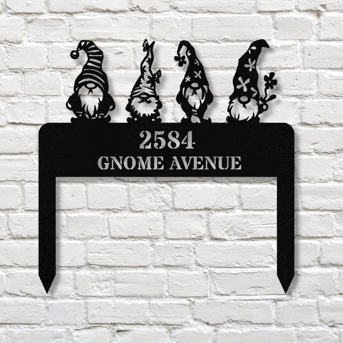 Customized Gnome Address Metal Stake, House Number Sign, House Address Plaque, Wedding Gift, Address Signage, Gnome Outdoor Decor