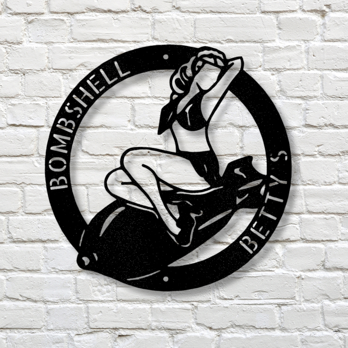 Bomber Lady Metal Sign, Small Business Metal Sign, Female Silhouette, Wall Hanging Decor, Personalized Man Cave Sign, Large Wall Metal Sign