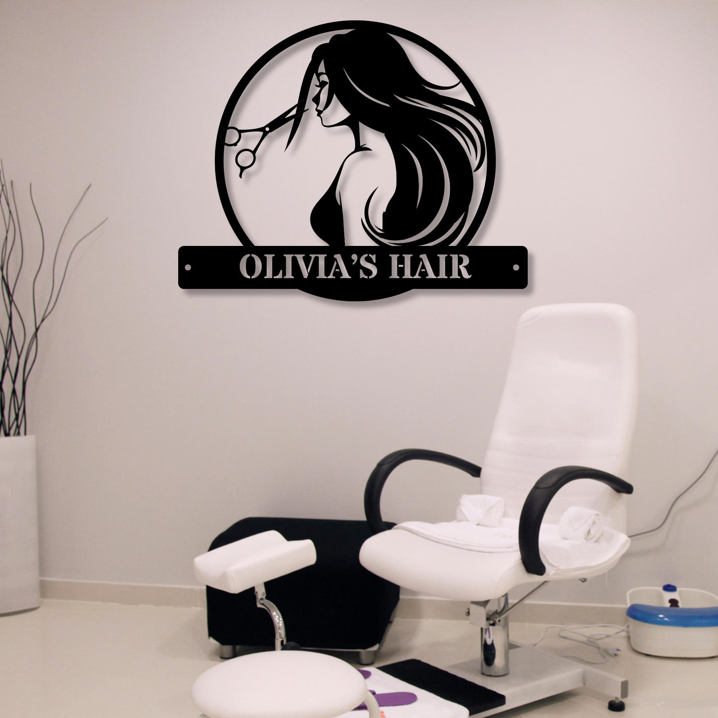 Customized Hair Dresser Metal Sign, Personalized Salon Name Sign, Hairdresser Wall Art