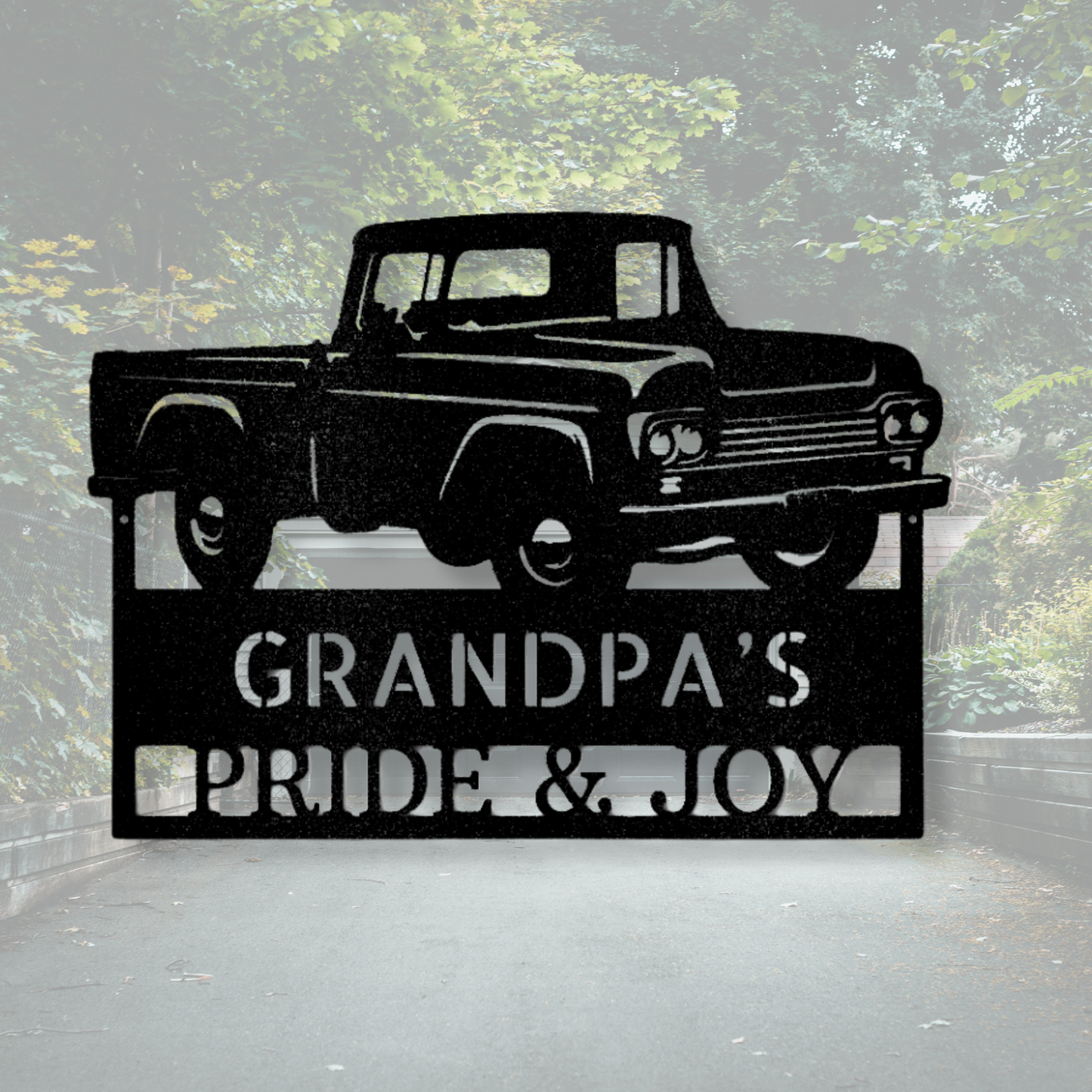 Grandpas Pickup Truck Monogram - Steel Sign