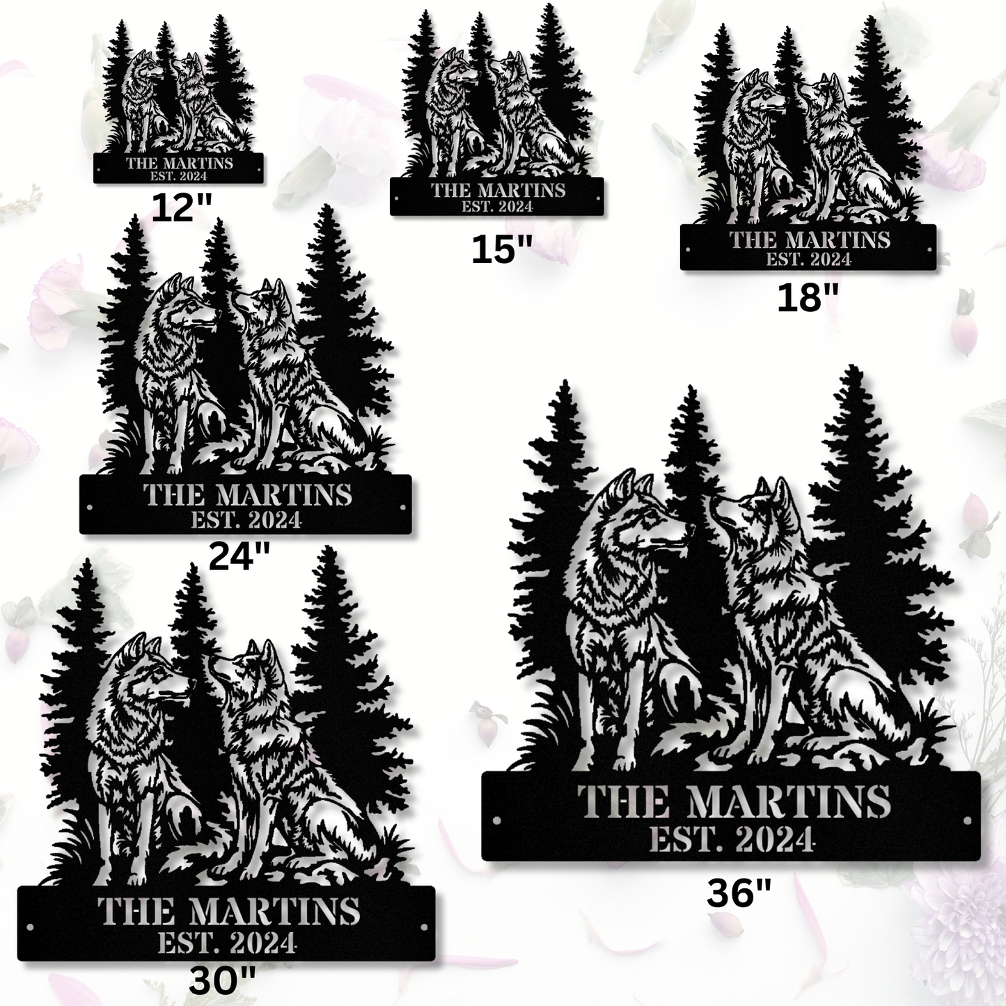 Wolf Howling Metal Ranch Sign, Wolf In Woods Cabin Sign,Family Name Black Wolf Sign,Metal Wolf Sign Dad Gift,