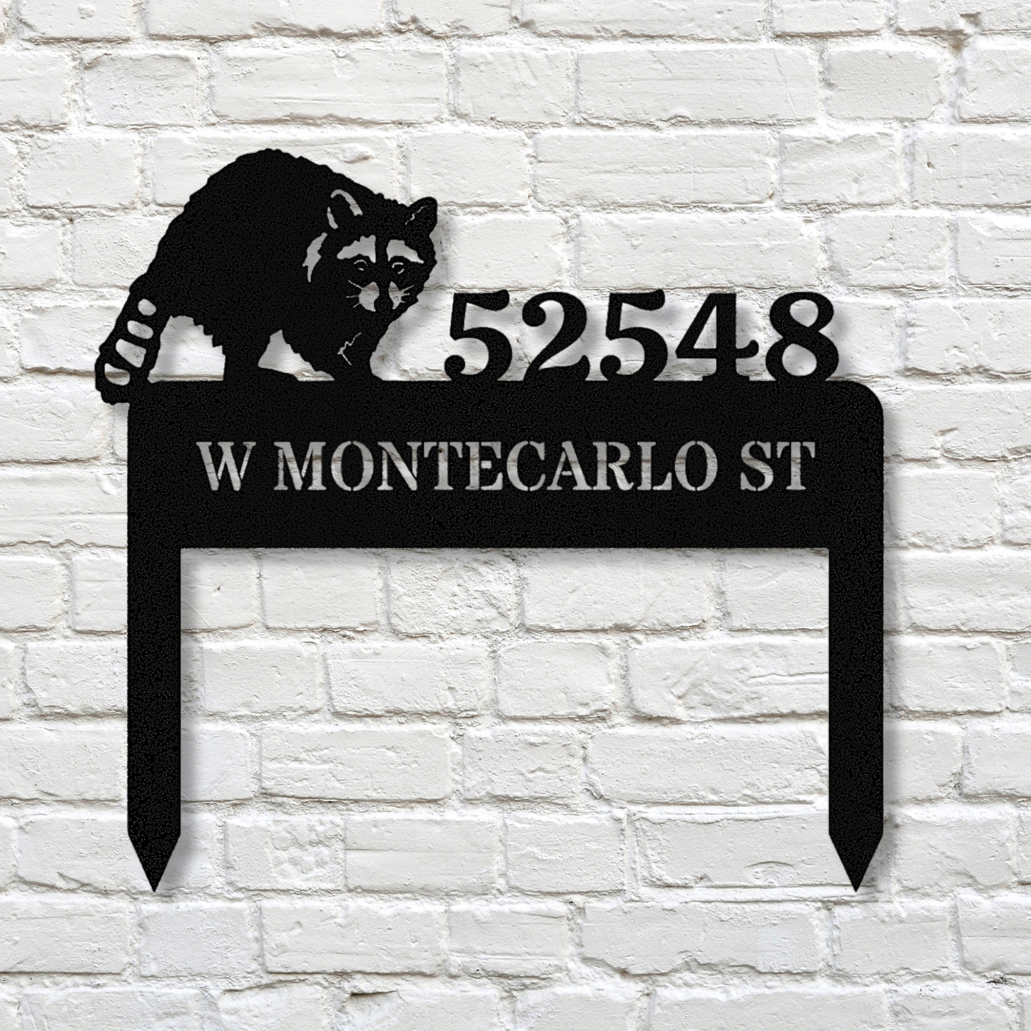 Raccoon Metal Address Stake, Customized Horizontal Address Sign, Personalized Address Signage, House Address, Metal House Number Stake