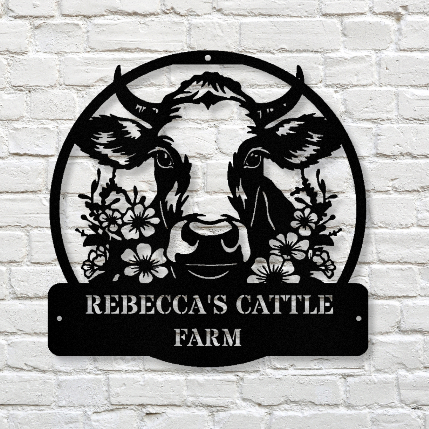 Personalized Cattle Wall Sign, Address Metal Sign, Boho Living Room Decor, Farmhouse Metal Sign, Cabin Wall Decor, Custom Name Cow Sign, Last Name Sign