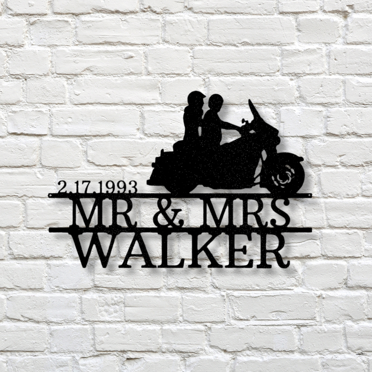 Last Name Motorcycle Metal Sign, Custom Motorbike Metal Sign, Personalized Biker Sign, Couples Gift, Anniversary or Wedding Gift, Engagement
