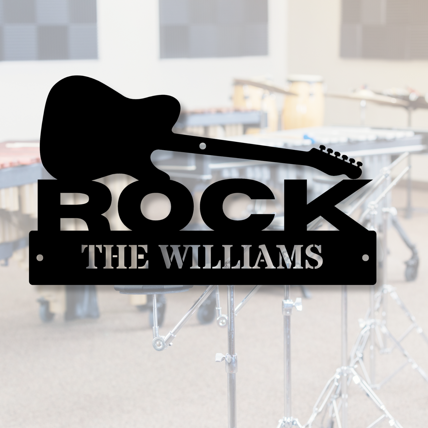 Custom Guitar Metal Sign, Personalized Guitar Name Sign, Guitar Studio Wall Art, Music Room Decor, Gifts for Guitarists