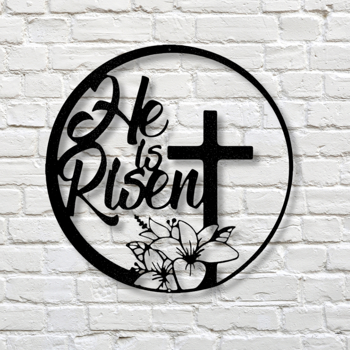 He is Risen Metal Sign, Religious Gifts, Floral Cross Sign, Home And Living Decor, Easter Gifts, Cross Metal Sign, Christian Themed Gifts