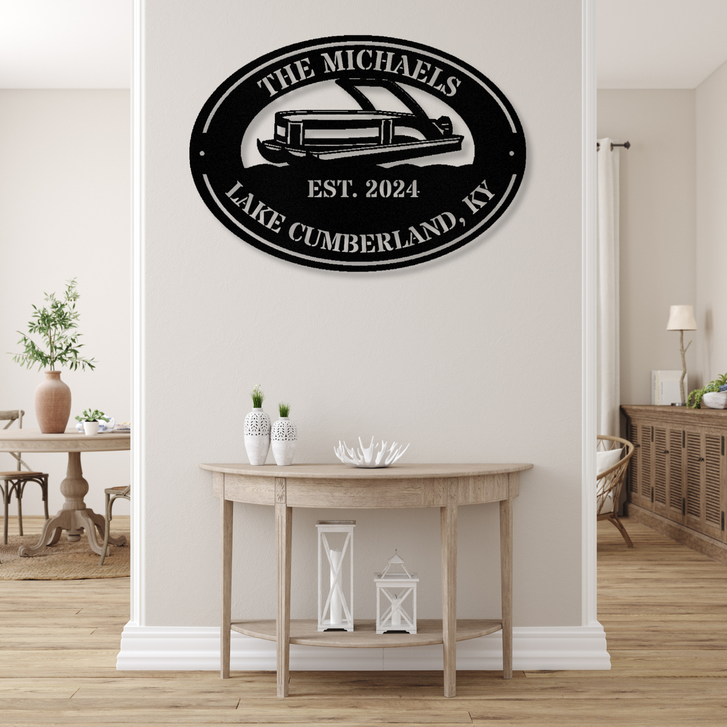 Custom Pontoon Boat Lake House Sign, Personalized Metal Boat Sign, Lake House Gift, Boating Gift for Him and Her, Waterfront Cabin Gift