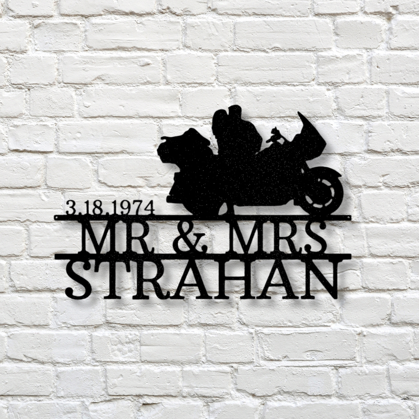 Personalized Mr & Mrs Motorcycle Metal Sign, Custom Motorbike Metal Sign, Personalized Biker Sign, Couples Gift, Anniversary or Wedding Gift
