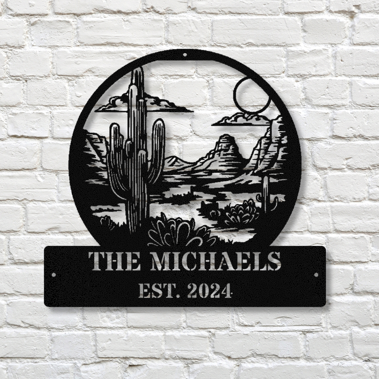 Customized Desert Themed Metal Sign, Personalized Cactus Wall Art Decor, Saguaro Metal Art, Last Name Metal Sign, Established Metal Wall Hanging