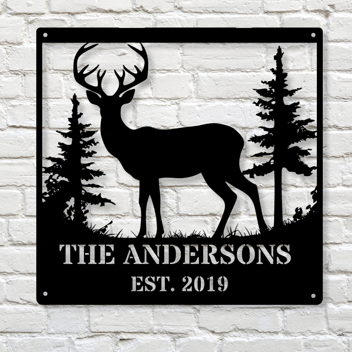 Custom Deer Monogram Metal Sign, Personalized Deer Metal Sign, Hunting Monogram Wall Decor, Deer Hunter Gift