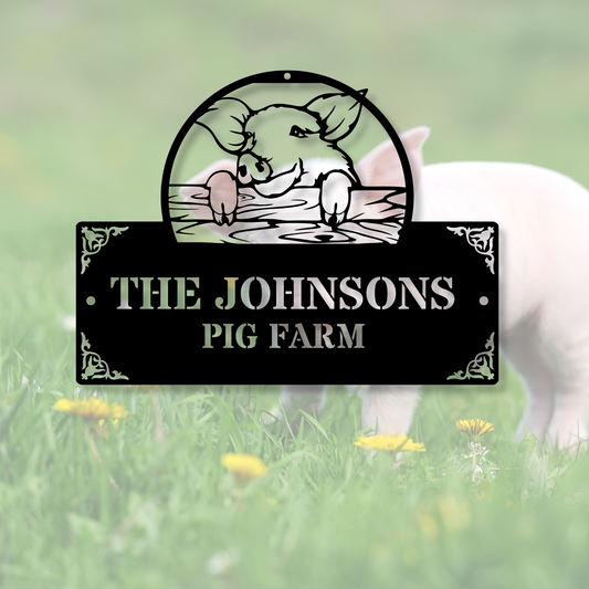 Custom pig farm metal sign, Pig farm decor, Farmhouse metal art, Rustic pig wall decor, Personalized farming gift
