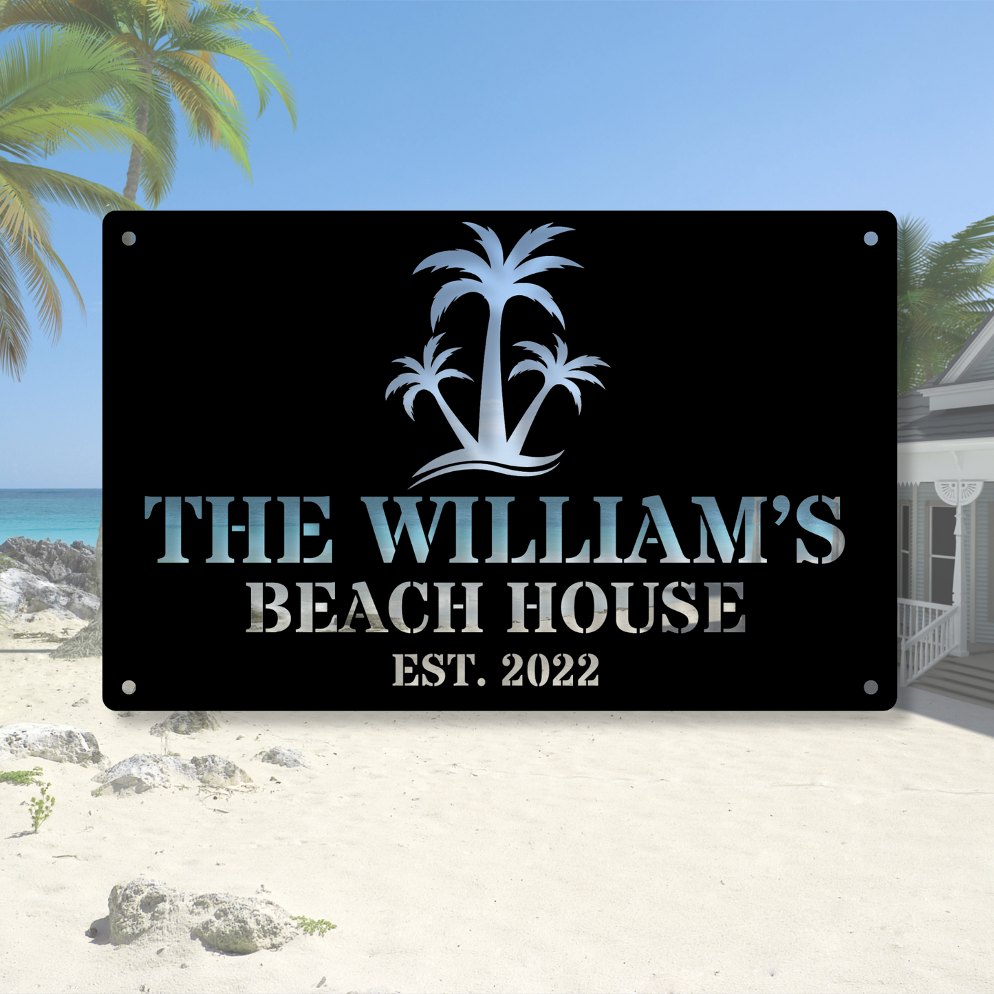 Custom Beach House Metal Sign, Beach Cottage Sign, Beach House Gift
