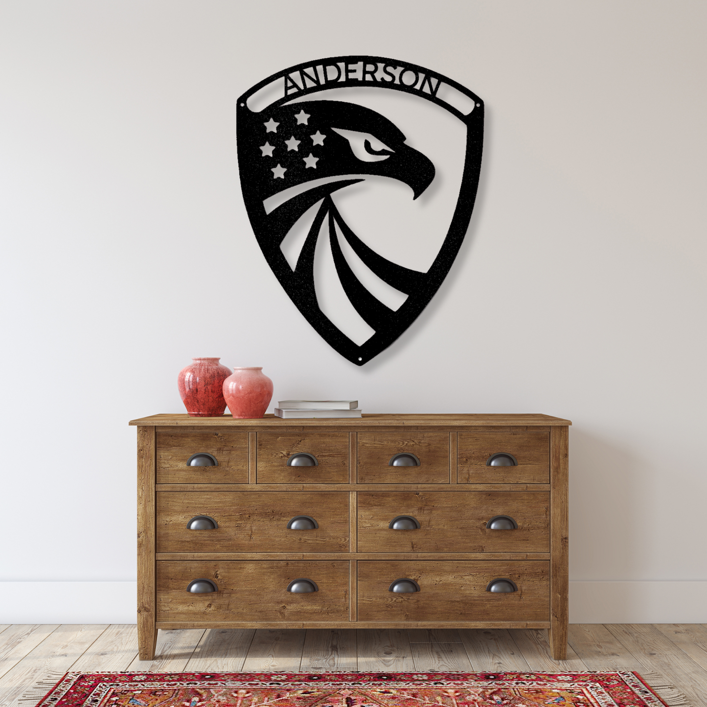 Eagle Metal Sign, Personalized Eagle Wall Art, American Flag Eagle Sign, Custom Metal Decor, Personalized Sign, Patriotic Veteran Gifts