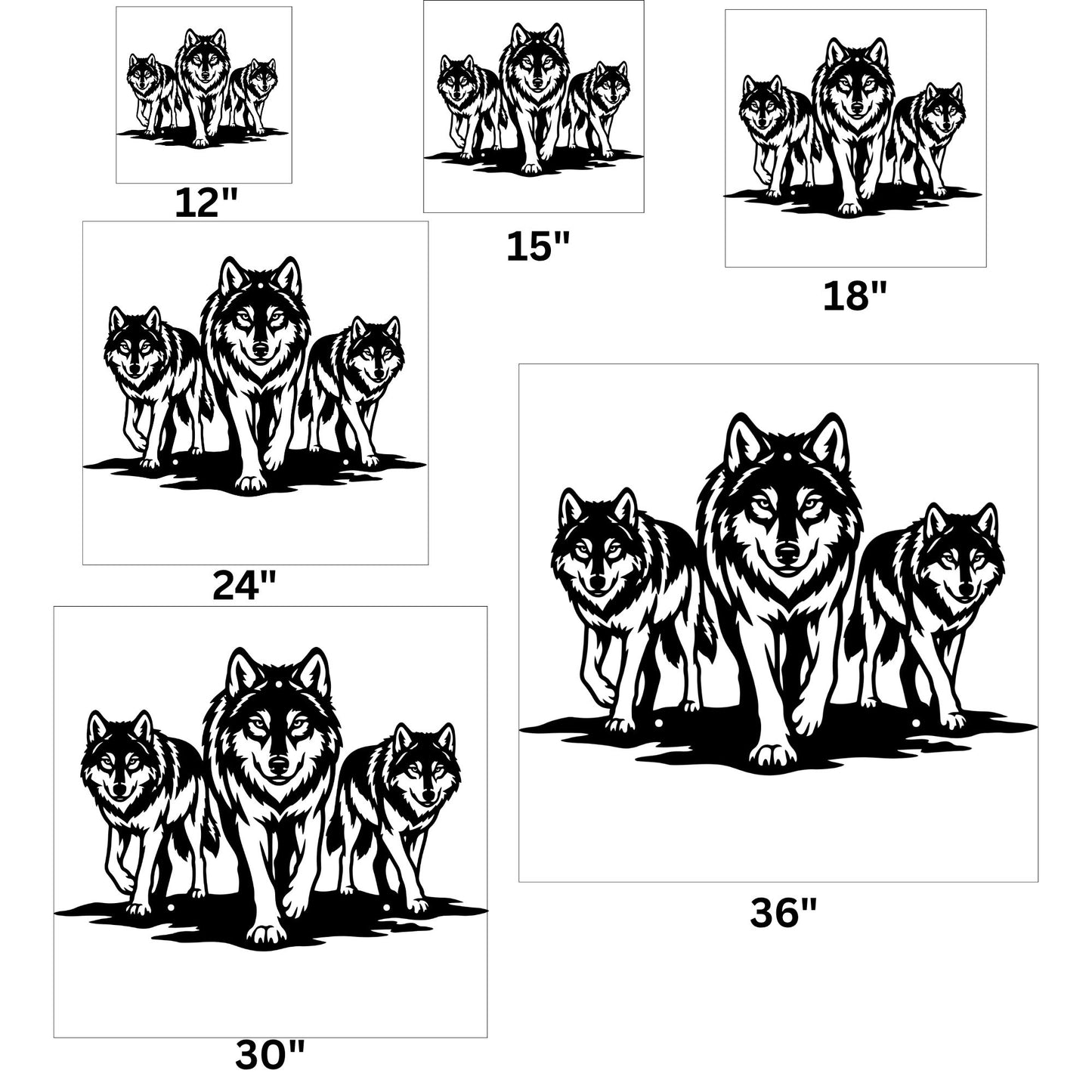 Three Wolf Metal Wall Art | Wolf Silhouette Wall Decor | Majestic Wildlife Metal Sign | Rustic Cabin Forest Decor | Gift for Animal Lovers