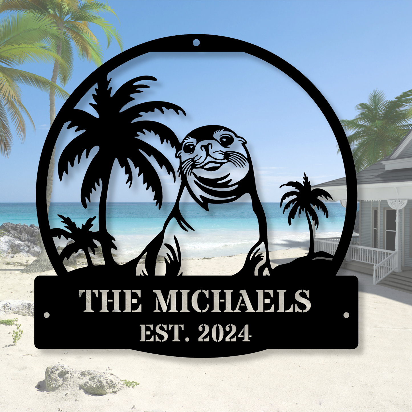 Custom Seal Metal Wall Sign, Personalized Seal Art, Beach House Metal Sign, Metal Home Decor, Customized Wall Sign, Seal Themed Decor