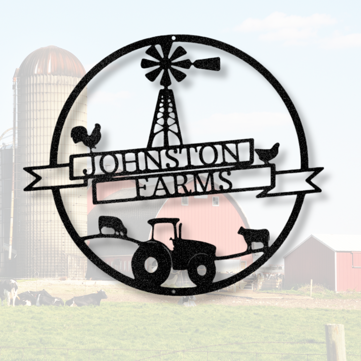 Farm Banner Monogram - Steel Sign