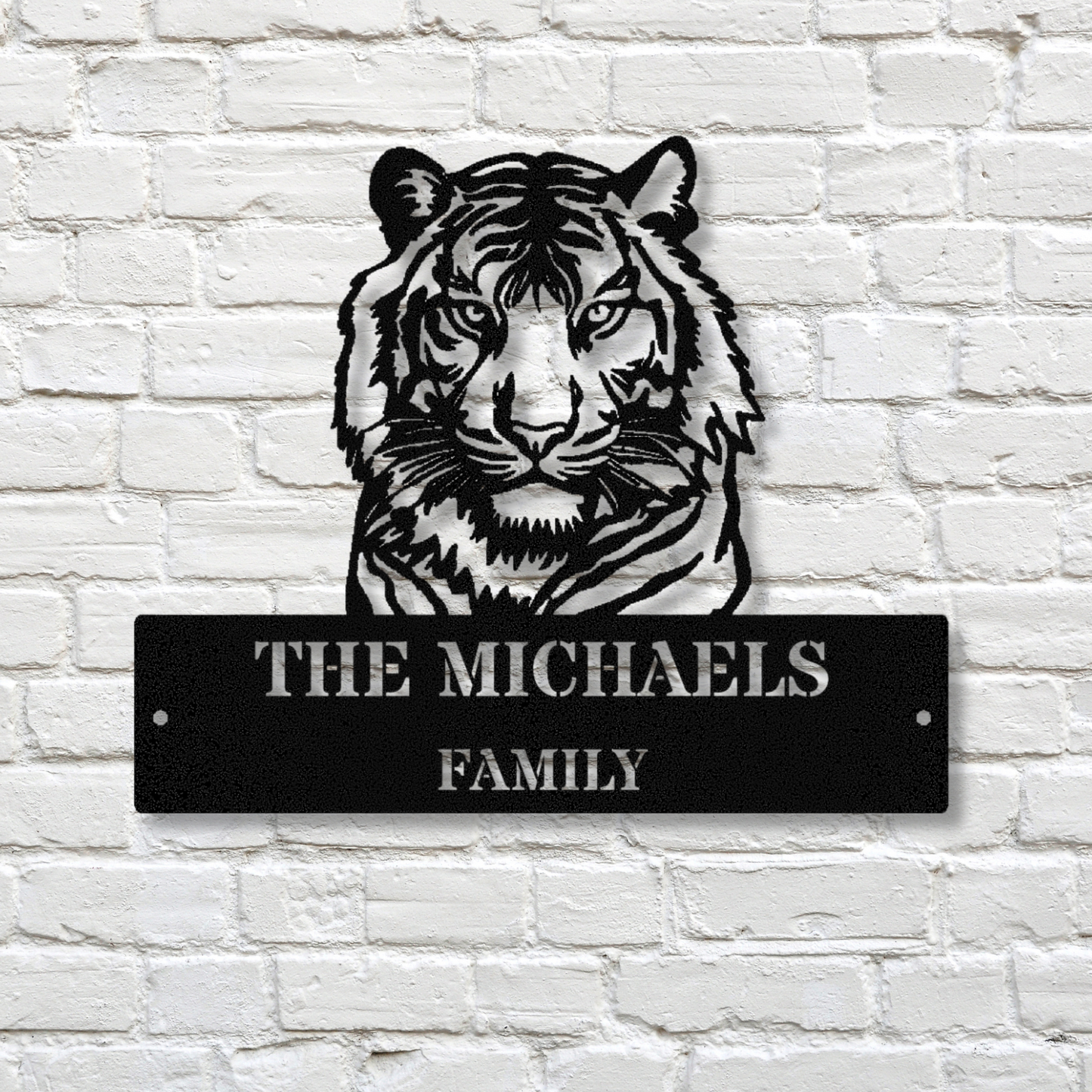 Personalized Tiger Metal Sign, Family Name Metal Sign, Indoor Outdoor Metal Sign, Porch Decor, Large Wall Metal Sign, Tiger Themed Decor, Tiger Metal Plaque