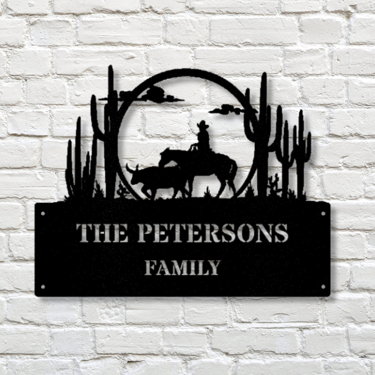 Personalized Cowboy Metal Sign, Custom Name Wall Art, Horse Farm Sign, Ranch Address Metal Sign, Equestrian Wall Art, Wedding Gift, Living Room Decor