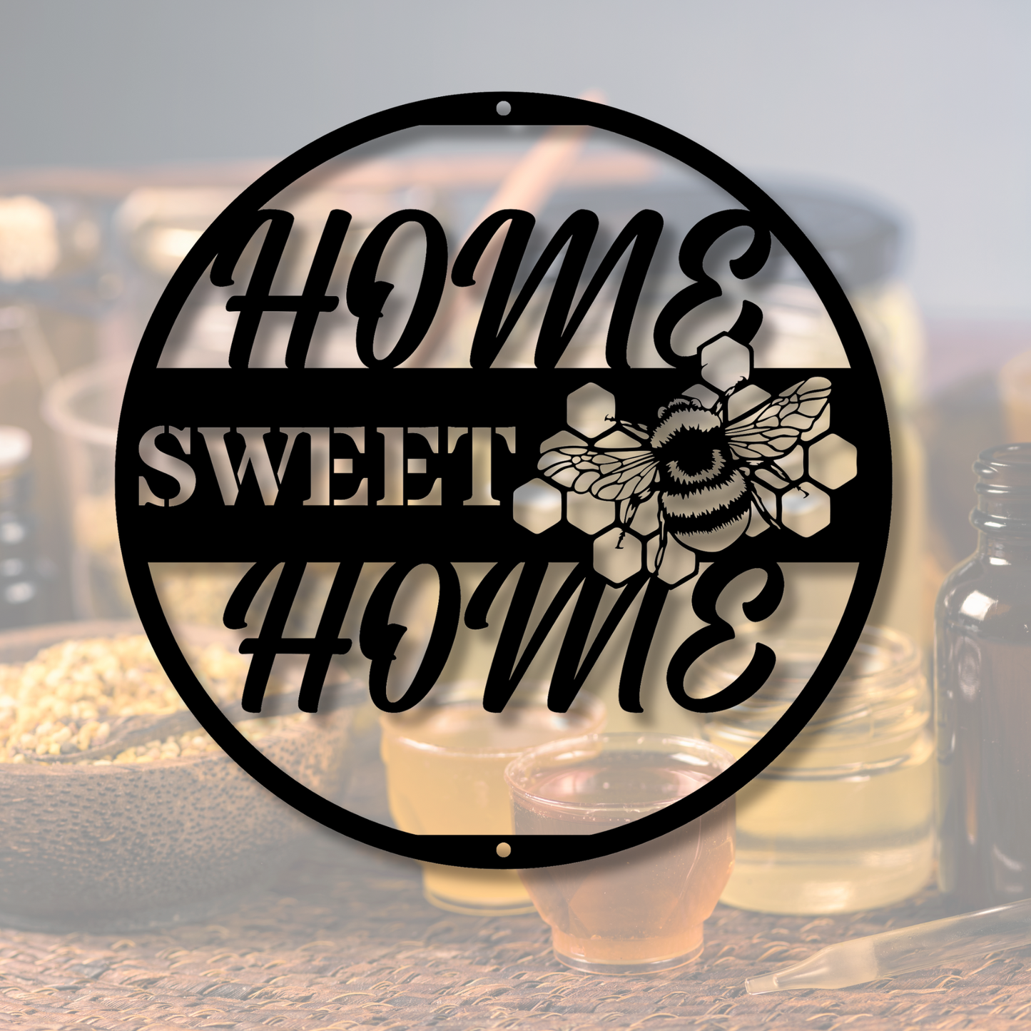 Welcome Home Bee Metal Sign, House Warming Gift, Wedding Gift, Large Wall Hanging Sign, Patio Entrway Metal Sign, Welcome Sign