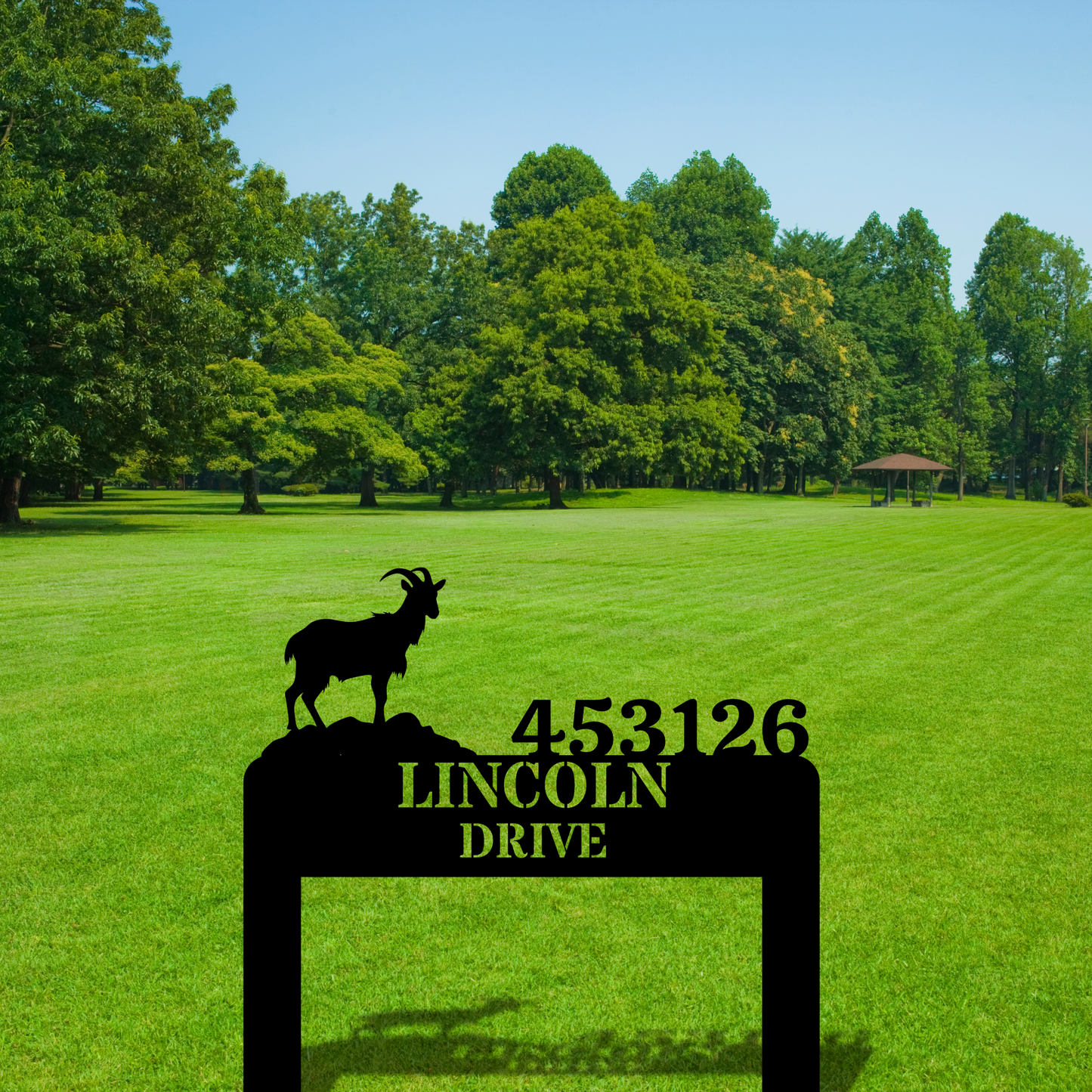 Custom Goat Metal Address Stake, Personalize Garden Stake, Rustic House Number, Unique Goat Marker for Outdoor Decor