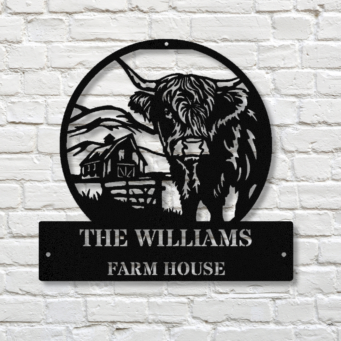 Custom Highland Cow Sign, Farmhouse Decor, Rustic Wall Art, Metal Cattle Sign, Highland Cow Decor, Animal Wall Art