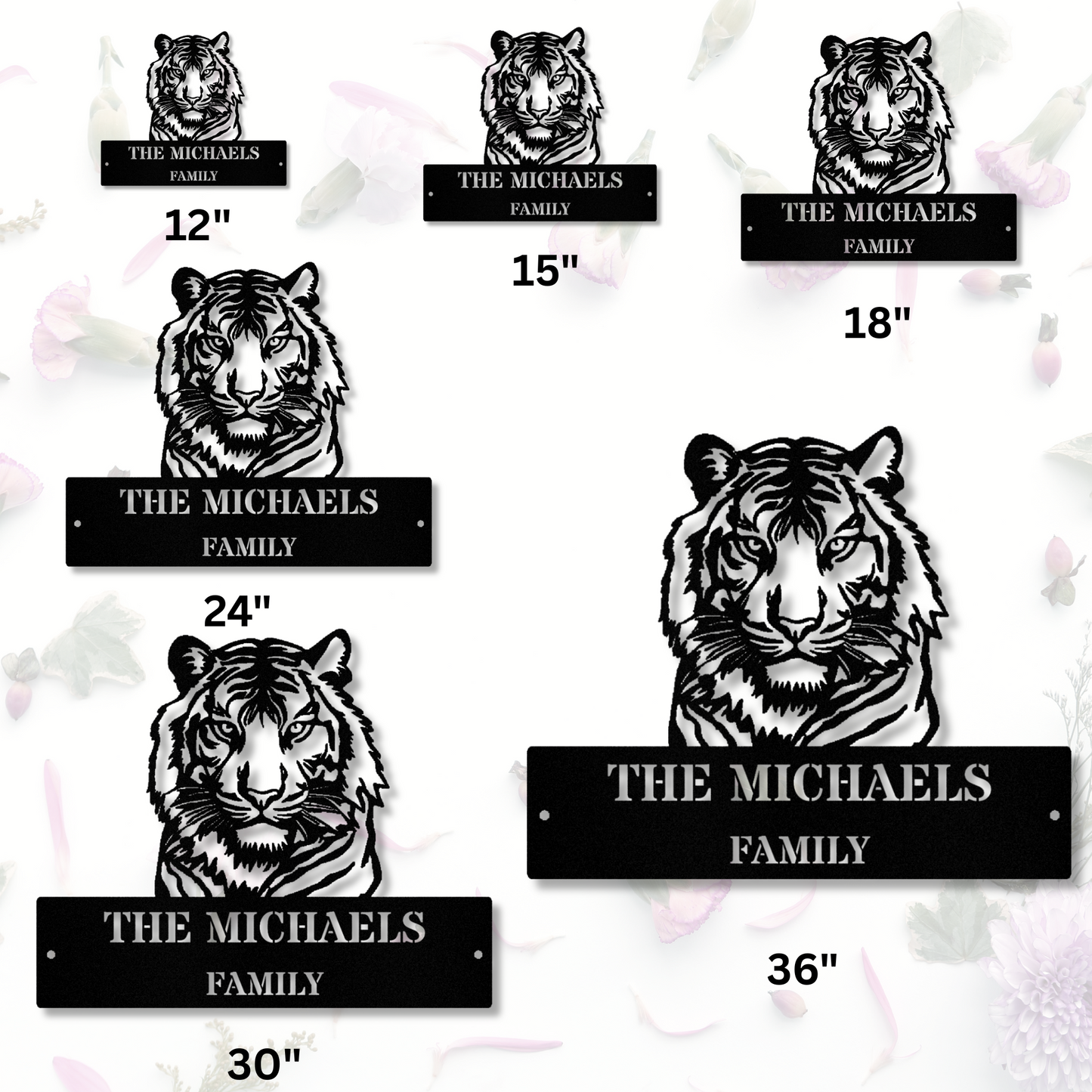 Personalized Tiger Metal Sign, Family Name Metal Sign, Indoor Outdoor Metal Sign, Porch Decor, Large Wall Metal Sign, Tiger Themed Decor, Tiger Metal Plaque