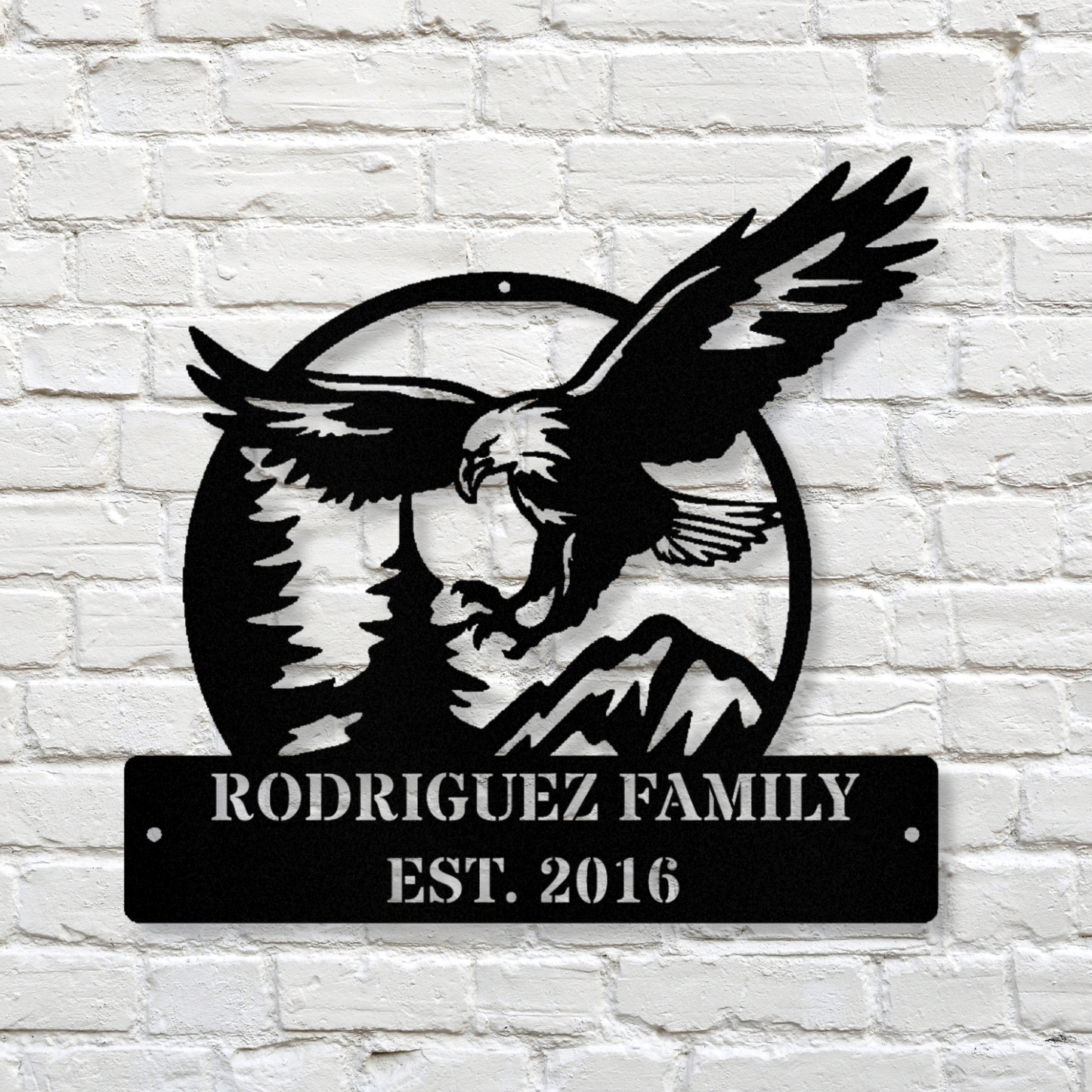 Custom Eagle Metal Sign, Family Wall Metal Sign, Patriotic Wall Hanging, Eagle Wall Decor, Last Name Wall Sign