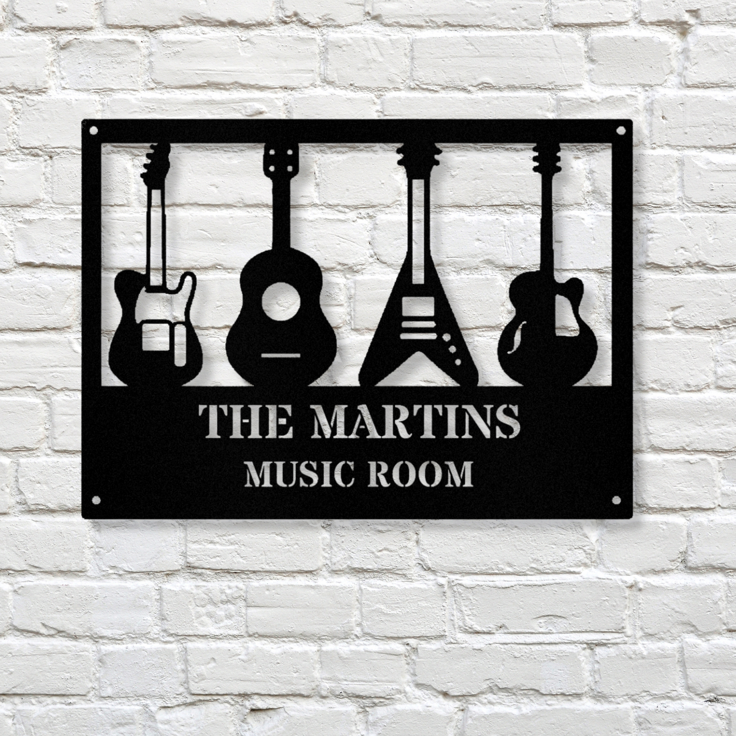 Personalized Guitar Musical Instrument Metal Wall Sign, Custom Name Guitar Metal Sign, Guitar Music Studio Wall Sign, Music Room Wall Decor, Guitar Shop Sign