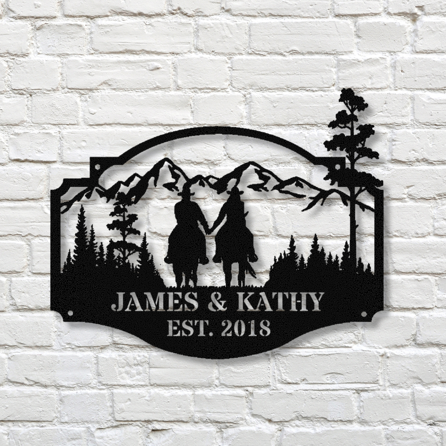Custom Couple Horse Riding Metal Sign, Equestrian Wall Art, Anniversary Gift, Wedding Gift for Couple, Cabin Wall Decor, Horse Lover Gift