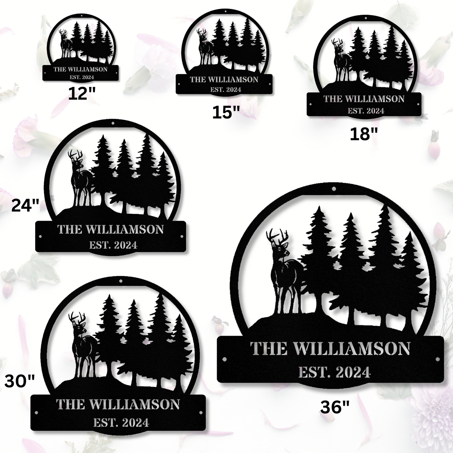 Custom Deer Metal Sign, Cabin Wall Metal Decor, Deer Hunter Gift, Deer Woods Metal Art, Housewarming Gift, Wedding Gift, EST. Name Sign