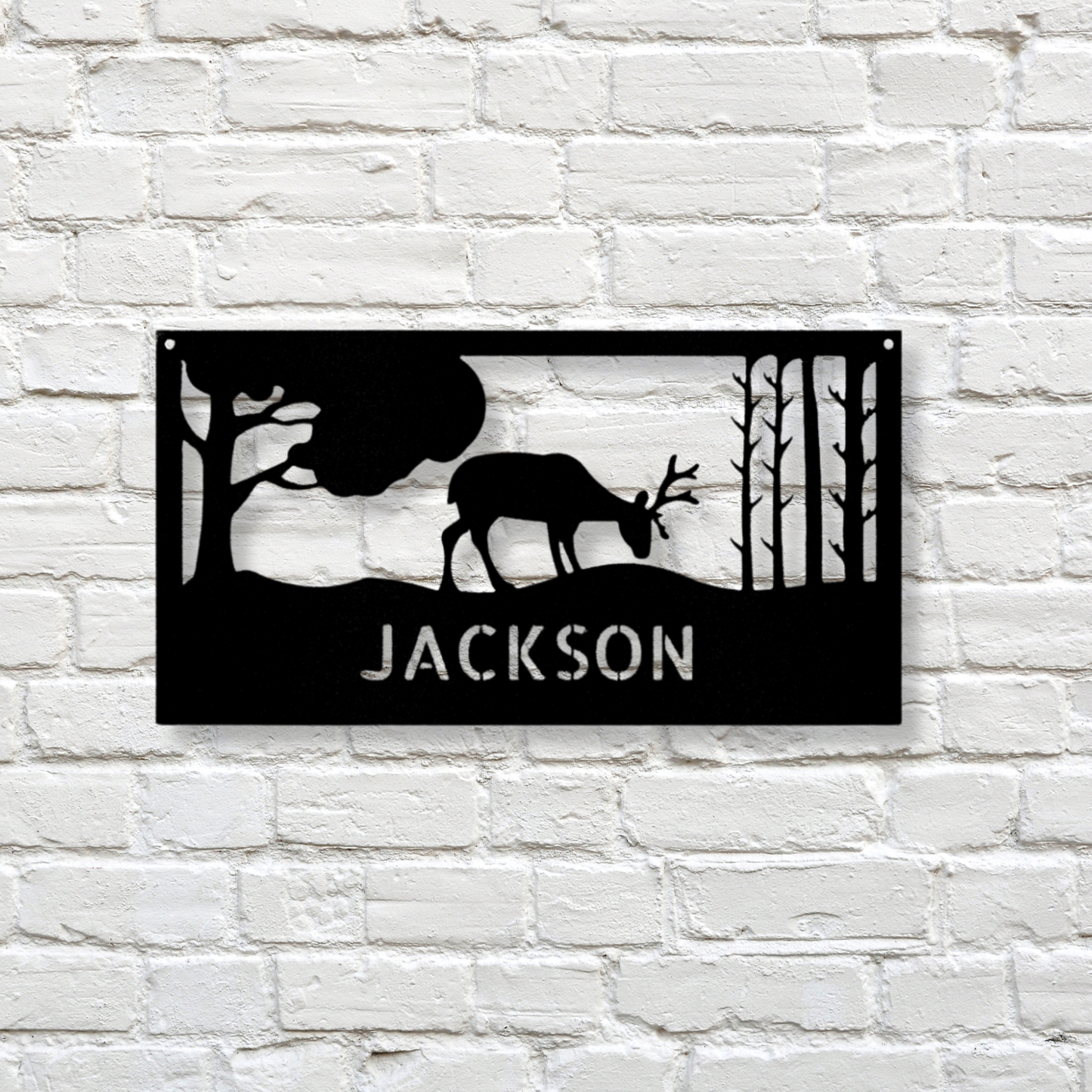 Grazing Deer Metal Sign With Name, Personalized Grazing Deer Wall Hanging Decoration, Birthday Gift For Hunter Dad, Indoor Outdoor Decor, Fathers Day Gift For Him