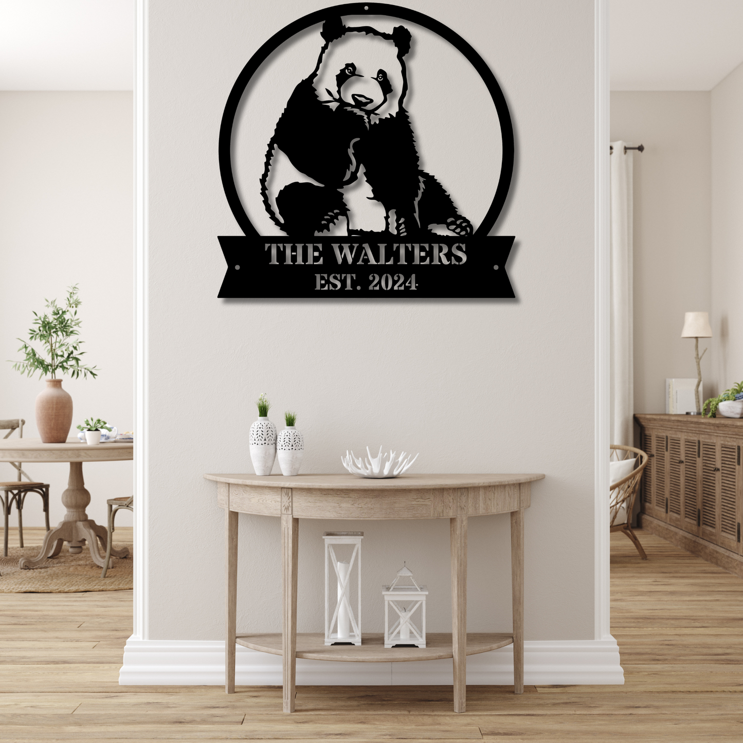 Custom Panda Wall Metal Sign, Panda Wall Art, Metal Art Decor, Animal Themed Decoration, Home Metal Sign, Panda Art Decoration