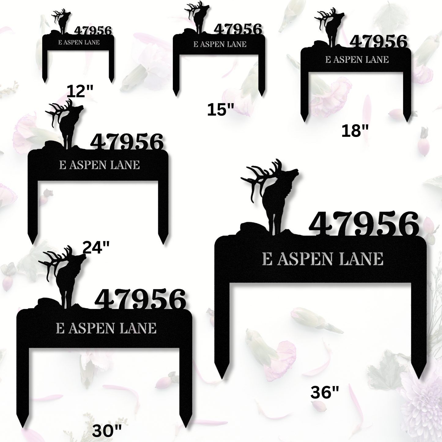 Personalized Elk Address Stake, Metal Address Stake, Horizontal Address Sign, Address Signage, House Address, Deer Metal House Number Stake